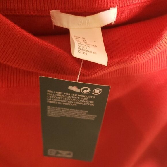 H&M Womens New Red Cowl Neck Cropped Large Sleeve Sweater XL - Picture 7 of 8